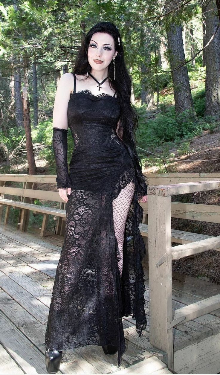 Black Lace Asymmetrical Gown